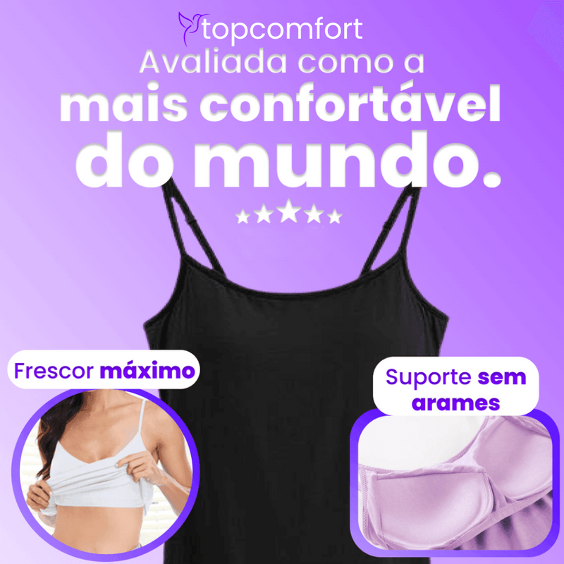 Camiseta TopComfort™ - Sutiã Embutido e Tecido Respirável - [PAGUE 1 E LEVE 2]